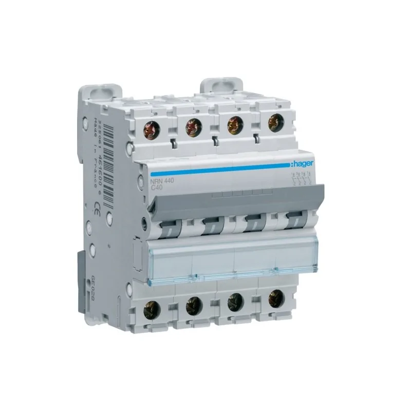 Hager - NRN440 - Disjoncteur 4P 20kA courbe C - 40A 4 modules