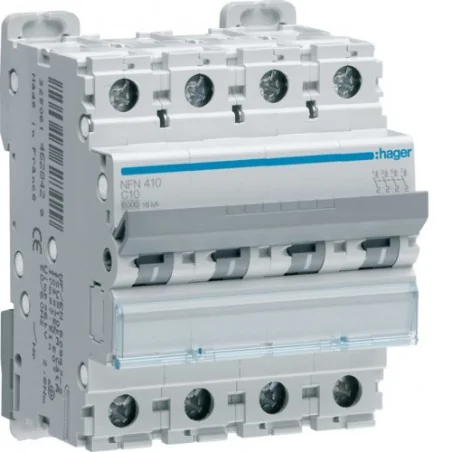 Hager - NFN416 - Disjoncteur 4P 6/10kA C-16A 4M