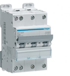 Hager - NFT825 - Disjoncteur modulaire 3P+N 6-10kA C-25A 3m