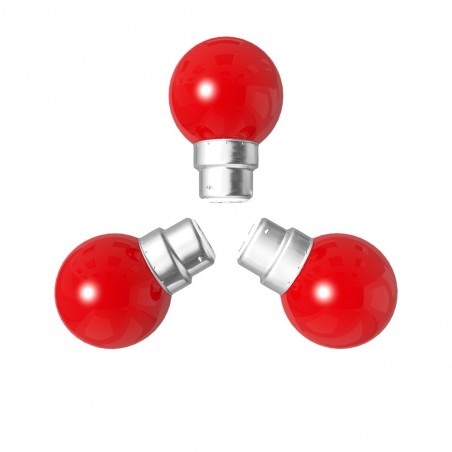 Lot de 3 ampoules rouges B22 Incassables avec culot en fer