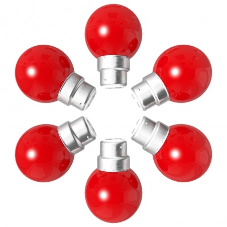 Lot de 6 ampoules rouges B22 Incassables avec culot en fer