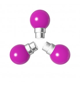 Lot de 3 ampoules roses B22 Incassables avec culot en fer