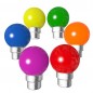 Lot de 6 ampoules bleues rouges vertes jaunes orange B22 Incassables avec culot en fer