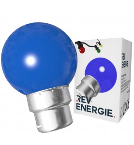 Lot de 6 ampoules bleues rouges vertes jaunes orange B22 Incassables avec culot en fer