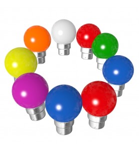 Lot de 9 ampoules bleues blanches rouges vertes jaunes orange B22 Incassables avec culot en fer