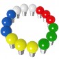 Lot de 15 ampoules bleues blanches rouge vertes jaunes B22 Incassables avec culot en fer Lot de 15 ampoules bleues blanches rouge vertes jaunes B22 Incassables avec culot en fer