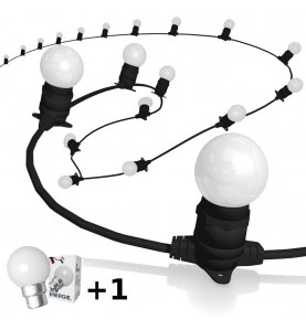 Rêvenergie - Guirlande guinguette extérieure lumineuse 20 ampoules B22 Blanc 10m