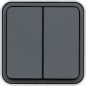 Hager - WNC044 - cubyko Double Bouton Poussoir 1O/1F gris