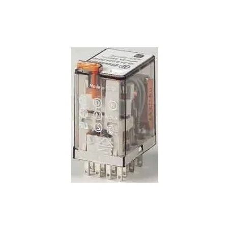 Finder - 553490240094 - Relais industriel 4RT 7A 24V DC, bouton test + indicateur meca + LED + diode