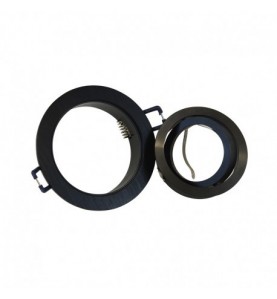 Support de spot rond aluminium Orientable noir 92 mm