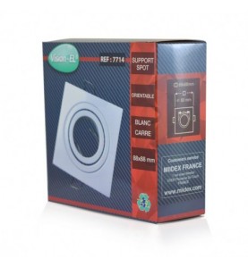 Support plafond Carré Orientable Blanc 88 x 88 mm