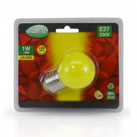 Ampoule LED E27 Couleur Bulb G45 1W Jaune