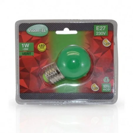 Ampoule LED E27 Couleur Bulb G45 1W Vert