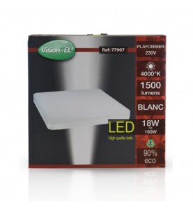 Plafonnier LED Carré 18W 4000°K