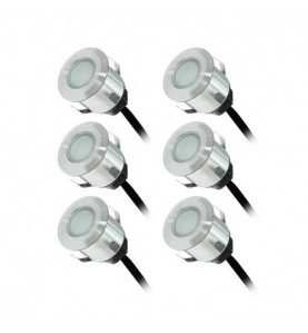 KIT 6 SPOTS LED TERRASSE 0,6W 12V Bleu Rond IP67