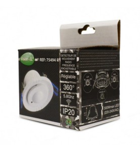 Détecteur de mouvement radio fréquence 5.8Ghz LED encastrable 360°