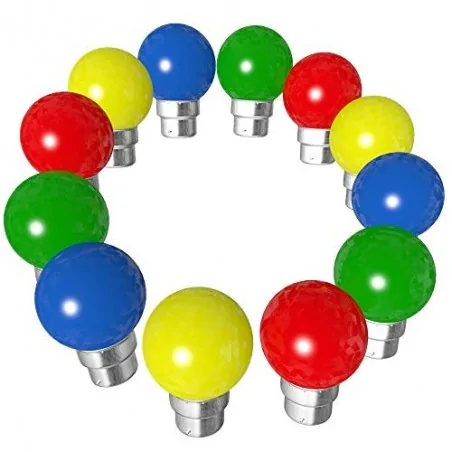 Lot de 12 ampoules Led B22 Multicolore pour guirlande guinguette