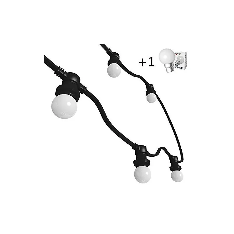 Guirlande Guinguette 10m 20 ampoules blanches B22 chainable +