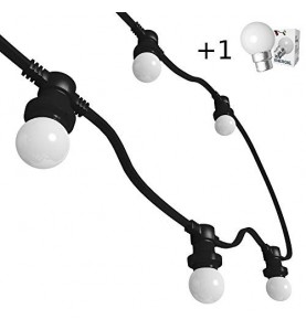 Guirlande Guinguette 10m 20 ampoules blanches B22 chainable + câble d'alimentation
