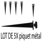 Lot de 5 Piquets de fixation projecteur extérieur métal