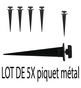 Lot de 5 Piquets de fixation projecteur extérieur métal