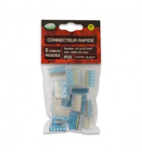 Connecteur rapides 5 fils rigides polybag 20pcs