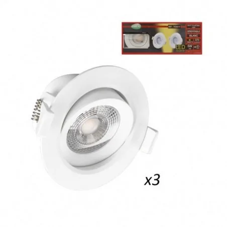 Spot LED SMD Orientable 5W 3000°K pack de 3
