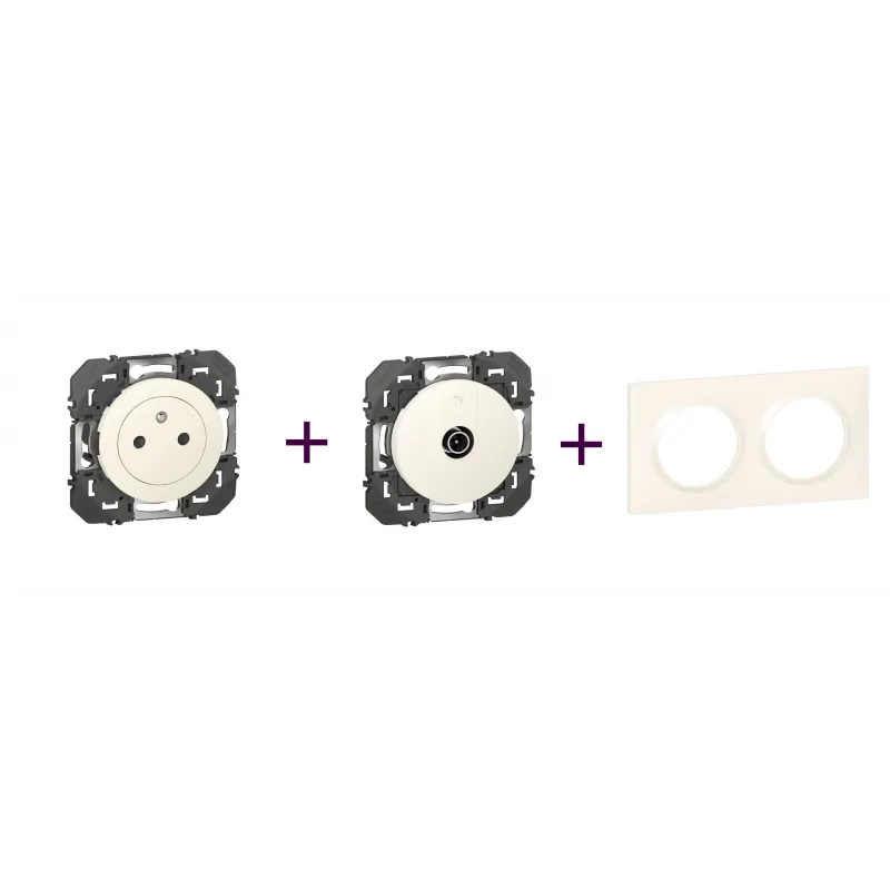 Legrand | Pack Dooxie TV + 2P+T + Plaque 2P