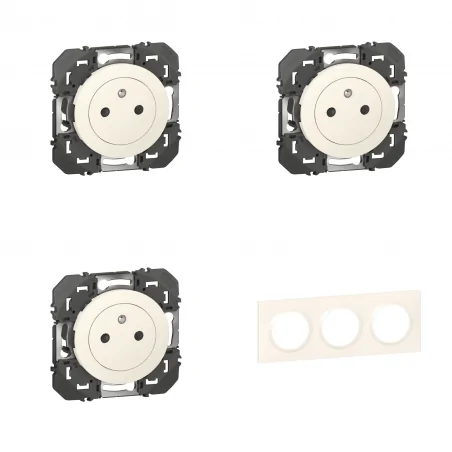 Legrand | Pack Dooxie 3x2P+T + Plaque 3P Blanc
