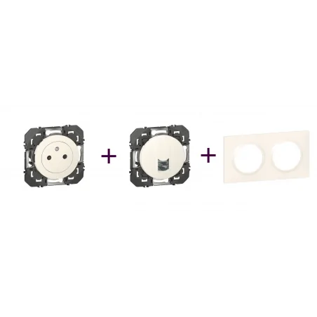 Legrand | Pack Dooxie RJ45 + 2P+T + Plaque 2P