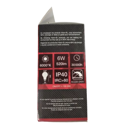 Ampoule LED E27 COB 6w 6000°K