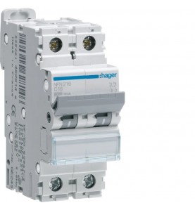 Hager - NFN210 - Disjoncteur 2P 6/10kA C-10A 2M