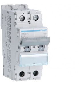 Hager - NFN250 - Disjoncteur 2P 6/10kA C-50A 2M