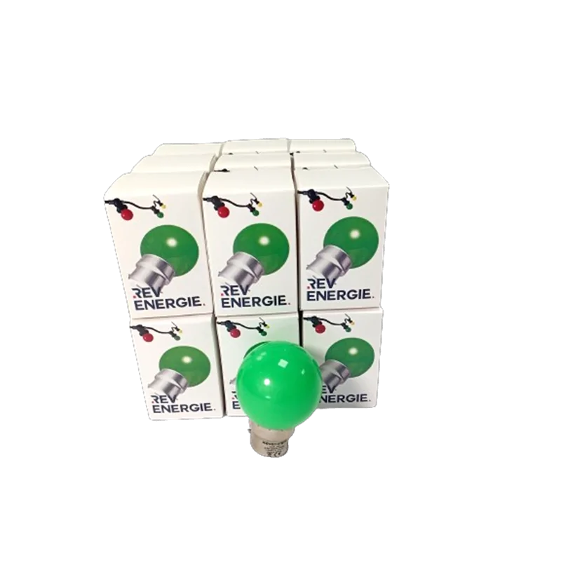 Lot de 18 ampoules vertes B22 Incassables avec culot en fer