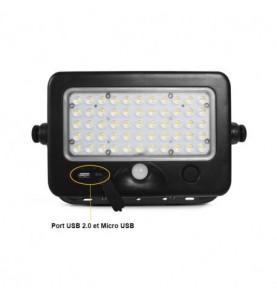 SUNNY LUMOS PROJECTEUR LED SOLAIRE 10W 4000K IP44 + CHARGEUR USB + DETECT IR