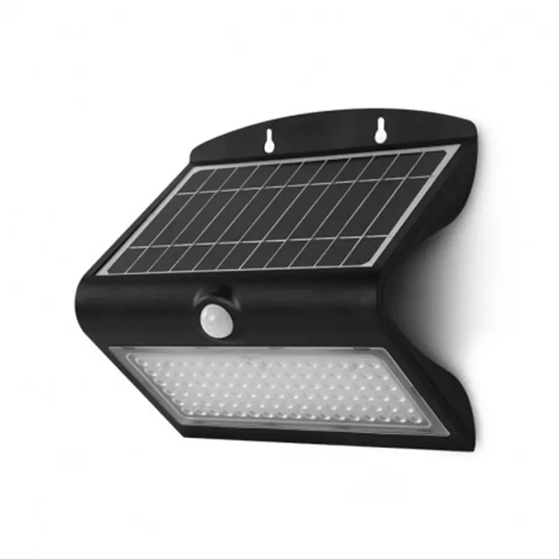 APPLIQUE MURALE LED SOLAIRE 8W 4000K NOIR + DÉTECTEUR