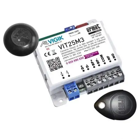 Urmet - VIT25M3 -Kit micro centrale 1 porte résidents / Vigik + 1 T25VK2 + 1 clé 13,56 MHz