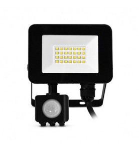 Miidex | Projecteur extérieur LED avec détecteur - 20W - 6000K - IP65 - Noir