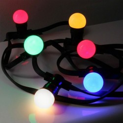 GUIRLANDE FORAINE CABLE PLAT NOIR 10 METRES 20 DOUILLES B22 - Accessoires pour ampoules LED - Rêvenergie