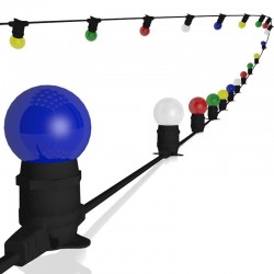 GUIRLANDE FORAINE CABLE PLAT NOIR 10 METRES 20 DOUILLES B22