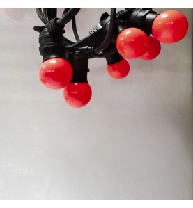 Rêvenergie | GUIRLANDE GINGUETTE ROUGE10 METRES 20 DOUILLES B22