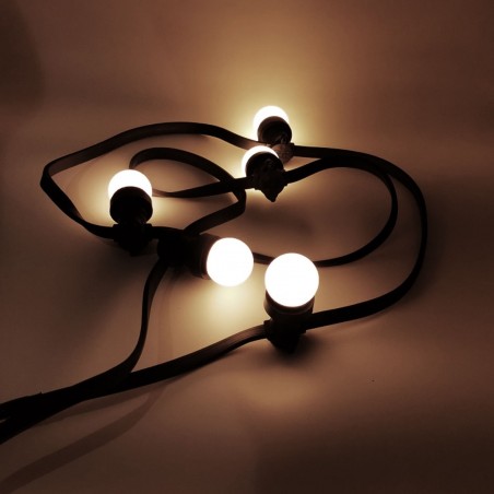 Rêvenergie | GUIRLANDE LED B22 BLANCHE CABLE PLAT NOIR 10 METRES