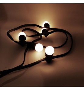 Rêvenergie | GUIRLANDE LED B22 BLANCHE CABLE PLAT NOIR 10 METRES