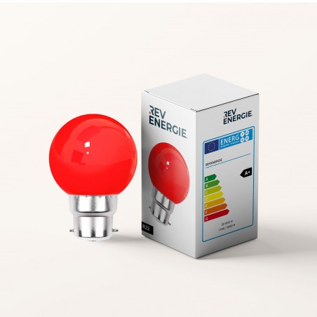 Ampoule LED Rouge B22 Incassable - Guirlandes guinguette - Culot baïonnette