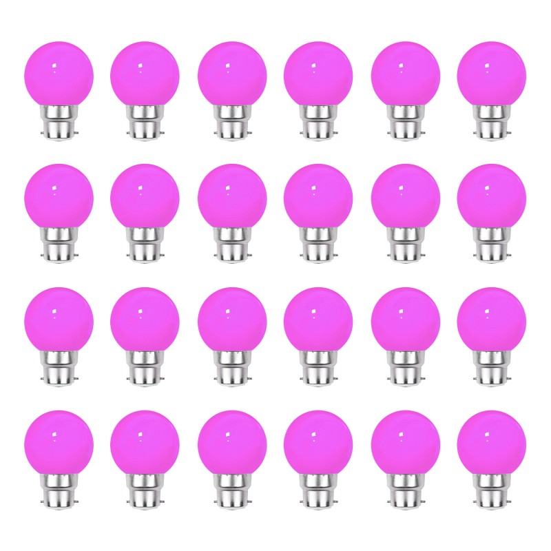 Revenergie | Lot de 24 Ampoules LED Décoratives B22 Rose 1W Incassables Revenergie | Lot de 24 Ampoules LED Décoratives B22 Rose 1W Incassables