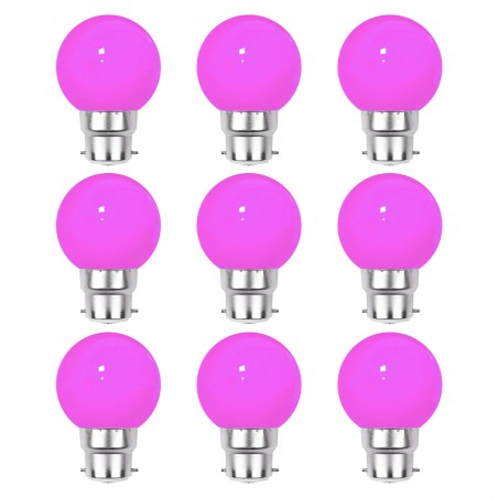 Revenergie | Lot de 9 Ampoules LED Décoratives B22 Rose 1W Incassables