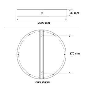 Plafonnier Hublot LED Ø220 mm 18W - 3000K - Blanc chaud