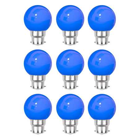 Lot de 9 ampoules Led Bleues B22 Incassables - Guirlandes guinguette - Culot baïonnette