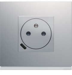 Hager - Plaque de finition gallery 1 poste Aluminium