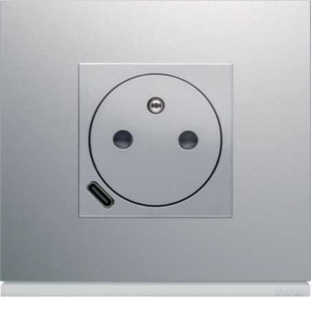 Hager - WXP2002 - Plaque 1P placage aluminium